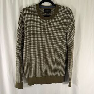 Bonobos Sweater Men's Small Green White Textured Knit Crewneck Long Sleeve Pullo